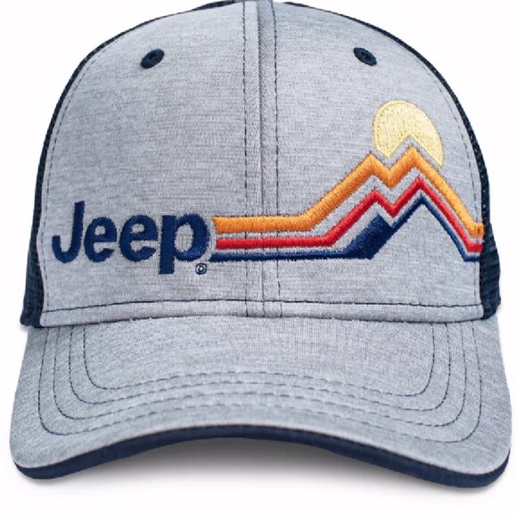 Jeep Mountain Stripe Embroidered Mesh Cap Hat - New Fast Ship - Picture 1 of 4